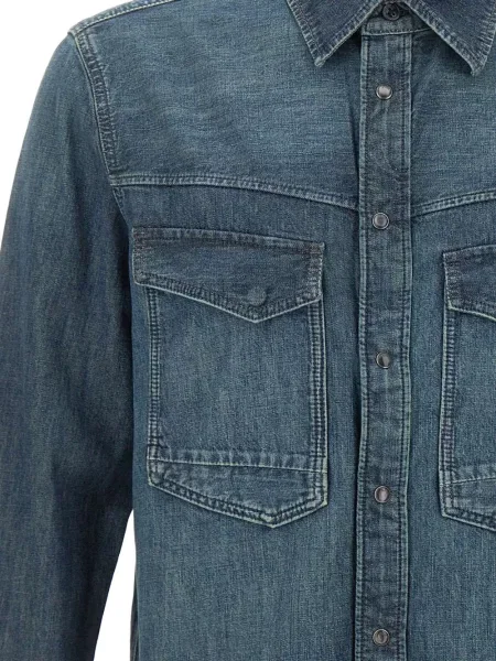 Džinsiniai marškiniai G-star Raw mėlyna