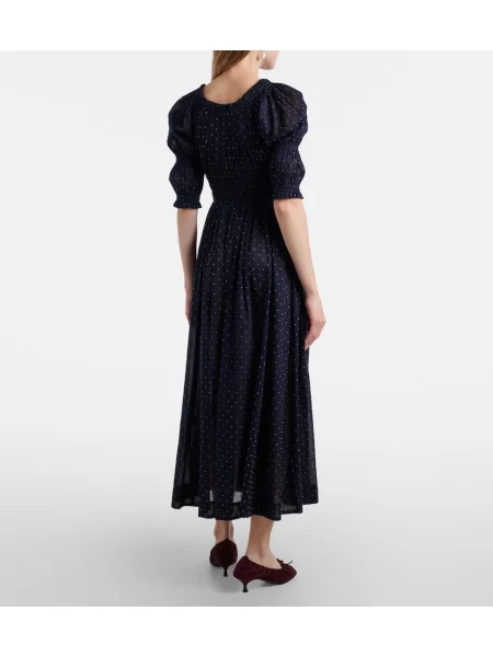 Rochie midi Dôen cu buline albastru