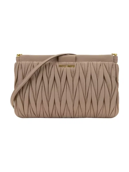 Torebka skórzana Miu Miu skórzana brązowa