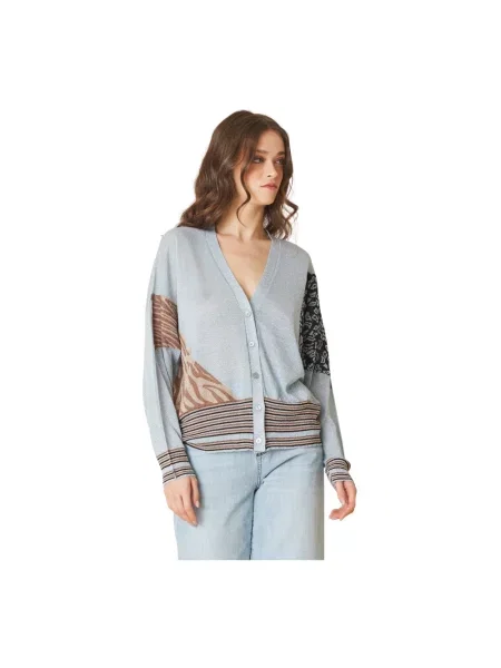 Sweter Manila Grace żakardowy niebieski