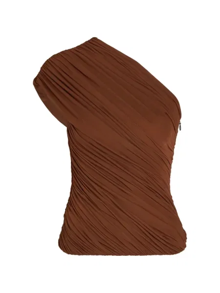 Bluzka Ronny Kobo na jednym ramieniu brązowa