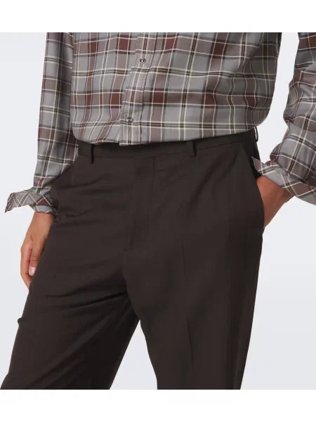 Pantaloni Acne Studios cu model herringbone maro