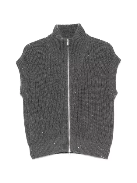 Cardigan Peserico cu paiete fără mâneci gri