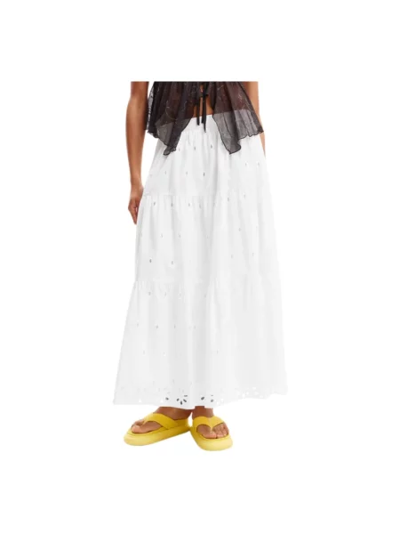 Desigual spódnica VICENZA maxi rozkloszowana beżowy