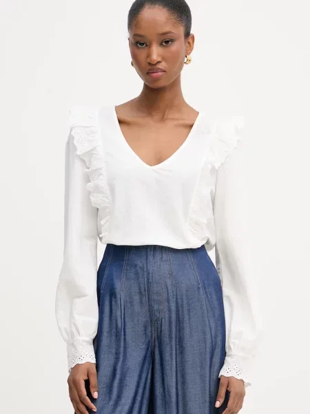 Morgan bluză cu volane pentru femei din bej