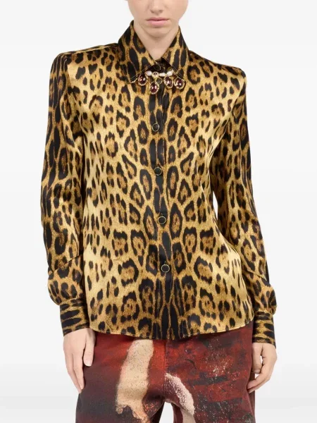 Cămașă Roberto Cavalli cu imagine maro