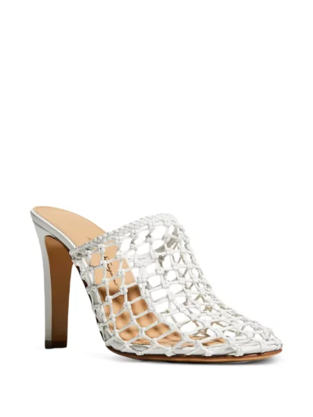 Papuci tip mules Ferragamo alb