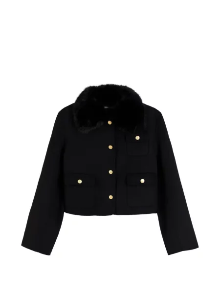 Gulerat geacă Tommy Hilfiger cu blană negru