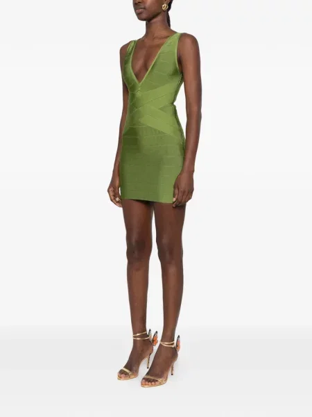 Rochie Retrofete cu decolteu în V verde