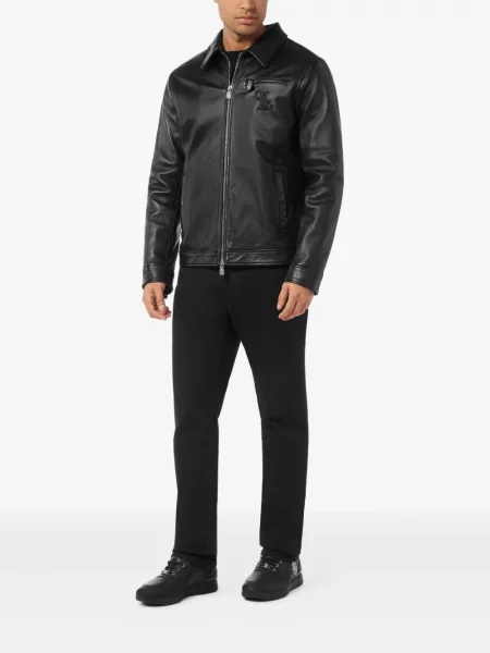 Geanta de piele Billionaire cu broderie negru