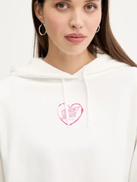 Bluza z kapturem Tommy Jeans z kapturem biała