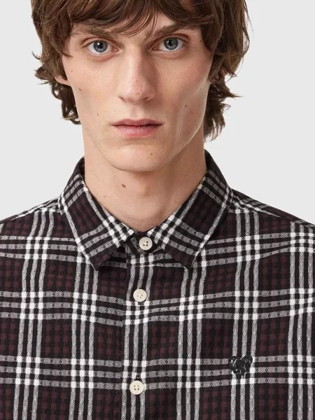 Сорочка AllSaints regular класичний комір коричневий