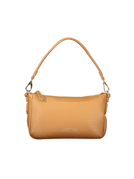 Lniana torebka Valentino Bags brązowa