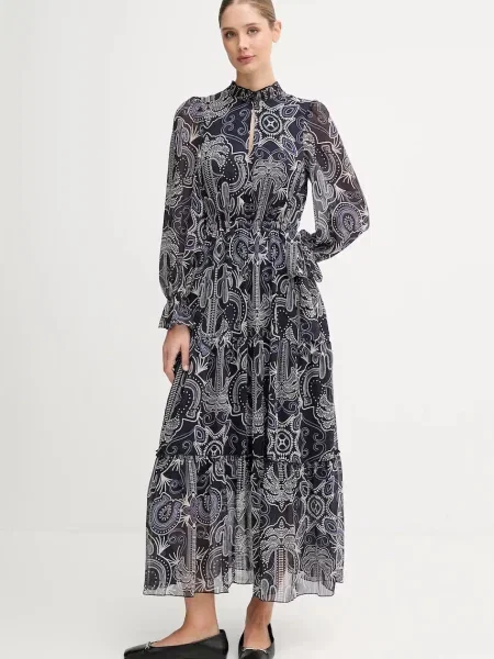 OUI sukienka maxi rozkloszowana granatowy