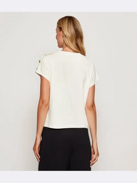 Tommy Hilfiger Tricou Gold Button Écru auriu