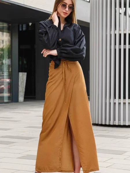 Спідниця максі RiMari гірчичний віскоза/модал