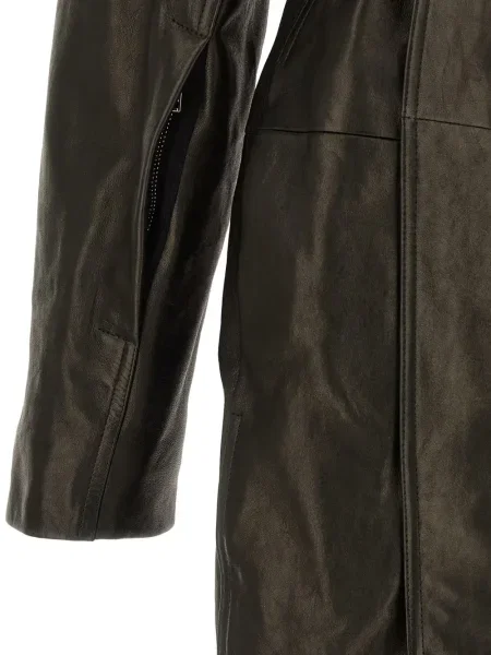 Palton Rick Owens din piele negru