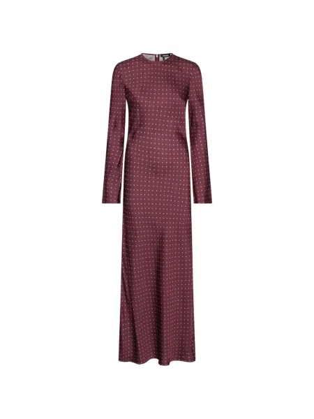 Rochie maxi Rotate Birger Christensen din satin cu buline roșu