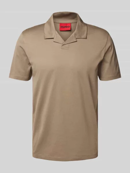 Koszulka polo z dekoltem w serek model ‘Dimerspolo’ Hugo brązowa