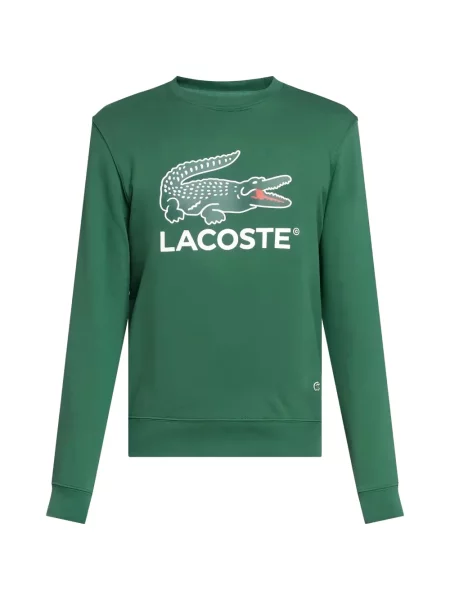 Hanorac crewneck Lacoste cu imagine cu decolteu rotund verde