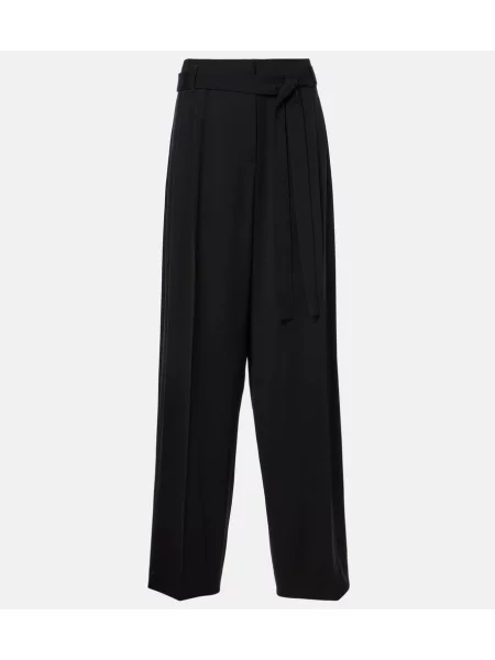 Pantaloni The Row de lână negru