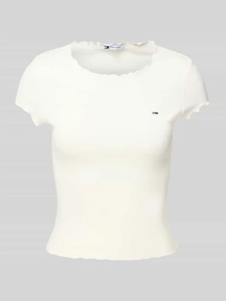 T-shirt o kroju slim fit z mieszanki bawełny i elastanu biała
