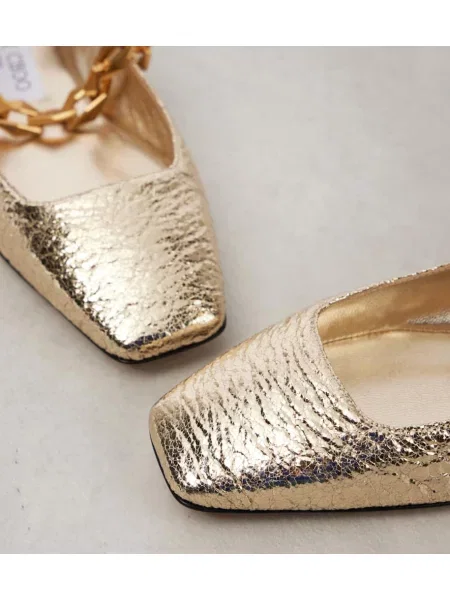 Balerini Jimmy Choo din piele auriu