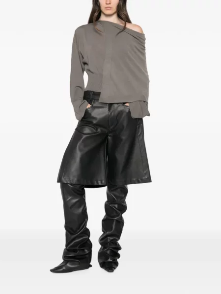 Pulover Rick Owens asimetric drapat gri
