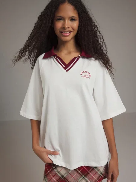 Trendyol Tricou rubiniu alb