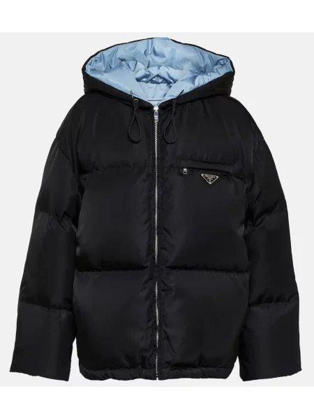 Geacă cu puf Prada cu glugă negru