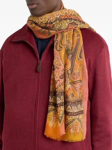 Κασκόλ Etro κασμίρ με σχέδιο paisley πορτοκαλί