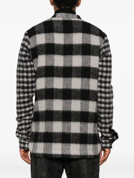 Geacă Rick Owens de lână în carouri negru
