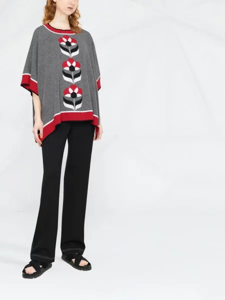 Пончо Boutique Moschino на цветя сиво