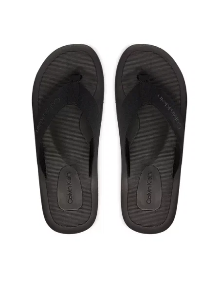 Calvin Klein Šlepetės per pirštą Logo Webbing Strap juoda