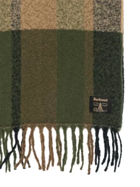 Кариран шал Barbour с ресни зелено