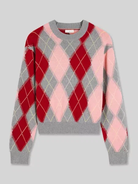 Sweter z czystej bawełny o kroju regular fit Tommy Hilfiger różowy