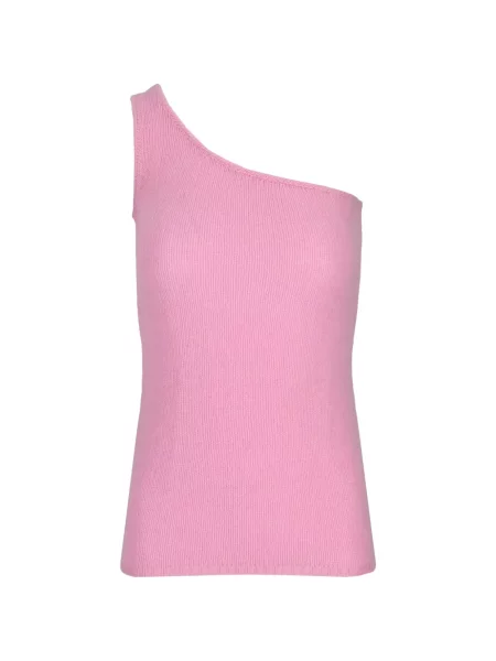 Top La Rose tricotate cu un umăr gol roz