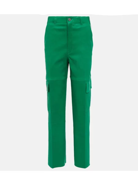 Pantaloni cargo Stouls din piele verde