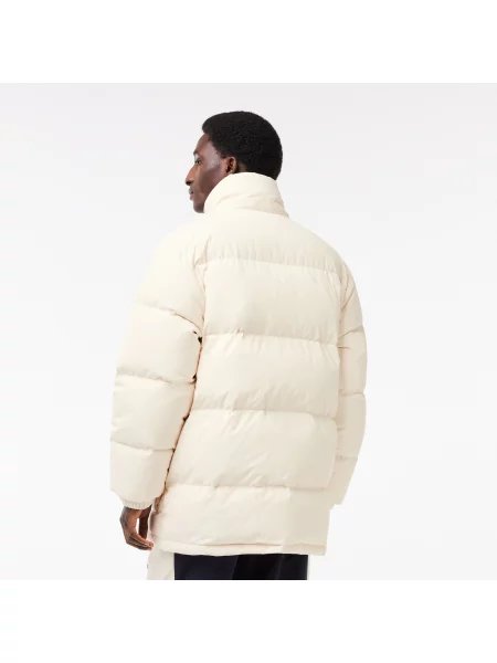Lacoste Kurtka Puchowa Z Odpinanym Kapturem Midi beżowa