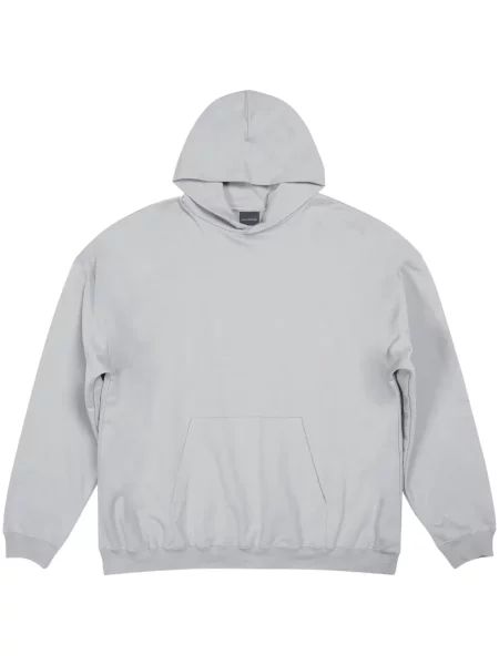Mikina s kapucí Balenciaga s potiskem jersey šedá