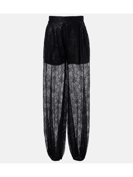 Pantaloni Nina Ricci din dantelă negru