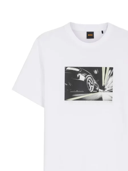 Tricou Boss cu imagine alb