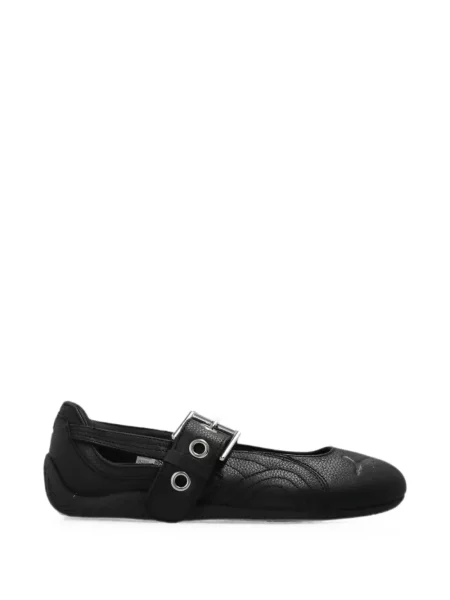 Balerini Puma cu cataramă cu bretele negru