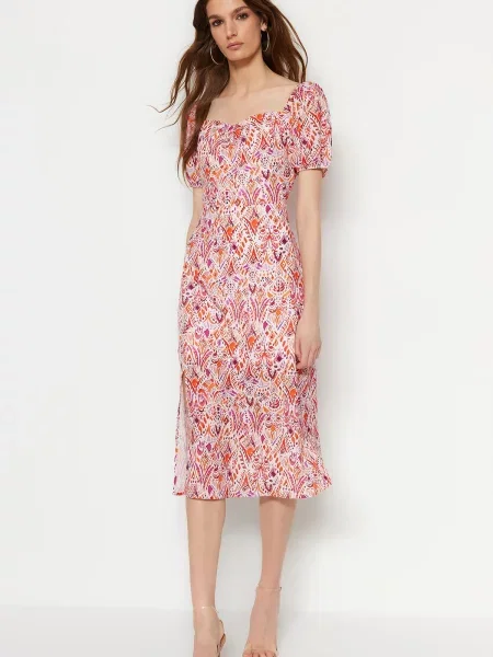 Rochie midi Trendyol țesută roz