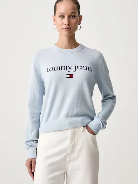 Tommy Jeans пуловер дамски с добавена вълна синьо