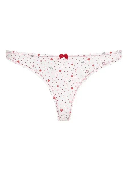 Chiloți tanga Karl Lagerfeld cu imagine cu motiv cu inimi alb