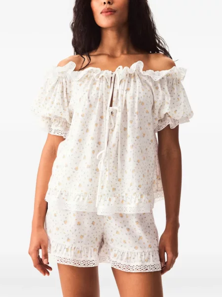 Pijamale Sleeper cu model floral cu imagine alb