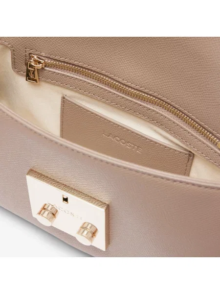 Lacoste Skórzana Torba Na Ramię Champs-Élysées beżowa