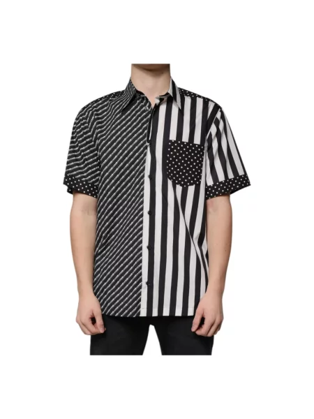 Koszula Dolce And Gabbana w paski casual z paskiem czarna