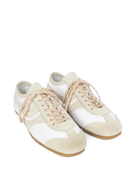 Sneakerși Dries Van Noten din piele de căprioară alb